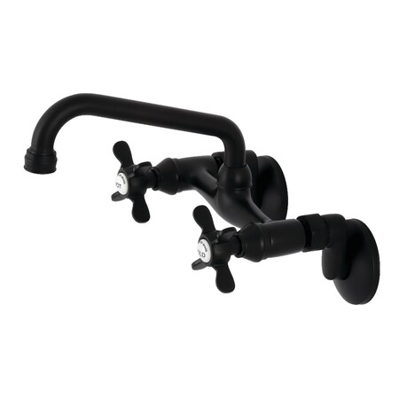 Kingston Brass KS113MB Essex Two Handle Wall Mount Kitchen Faucet, Matte Black KS113MB